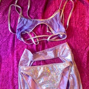 J VALENTINE Top + Bottoms + Chaps Purple Rave Set